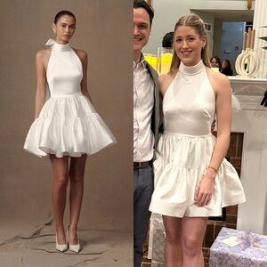 Meshki White Halter Mini Dress